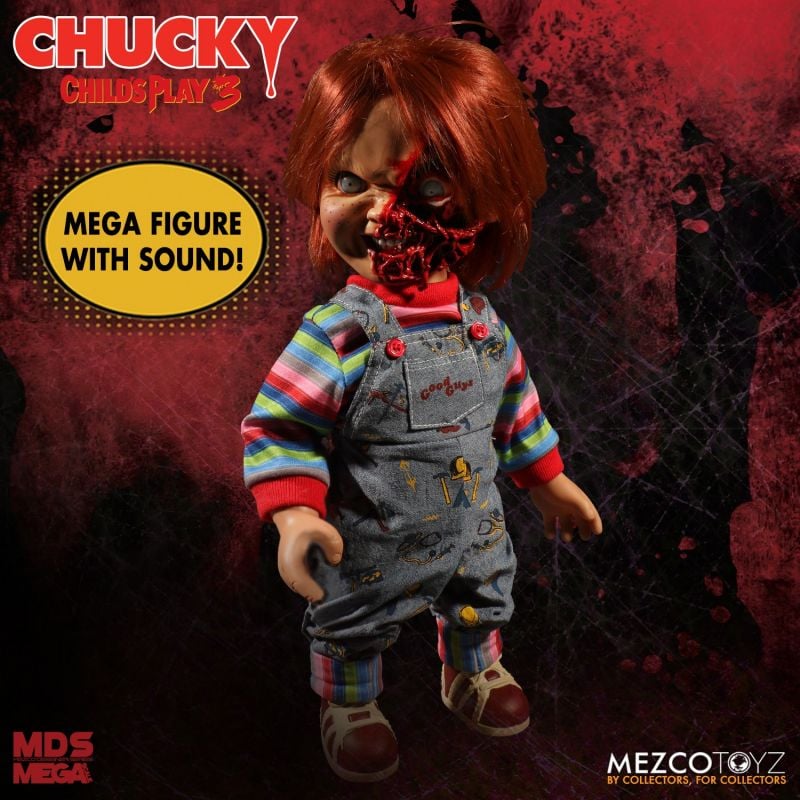 Official Child's Play 3 Pizza Face Chucky 15" Talking Doll Mezco 