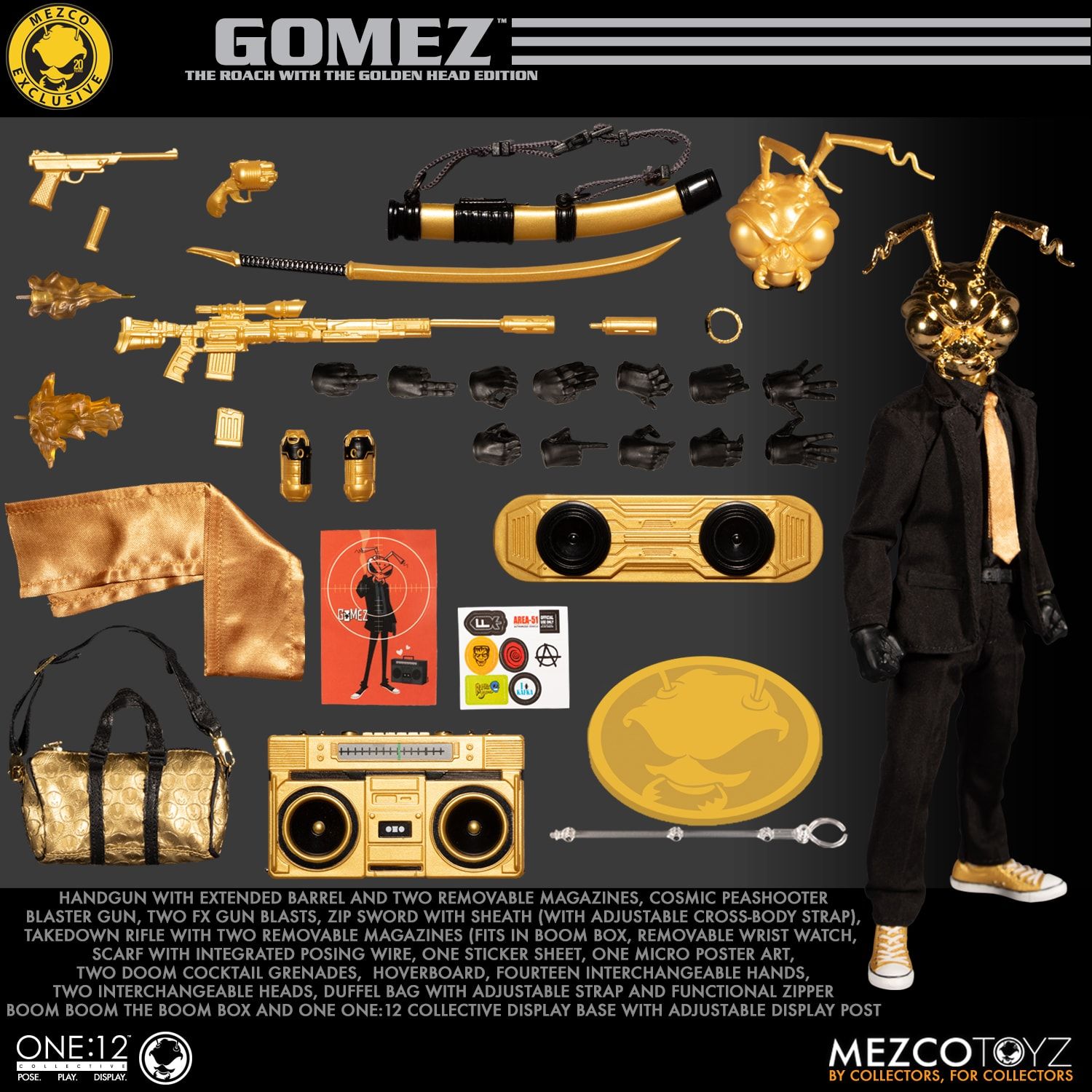 1/12 scale toy Gomez The Roach Gold Like Scarf 
