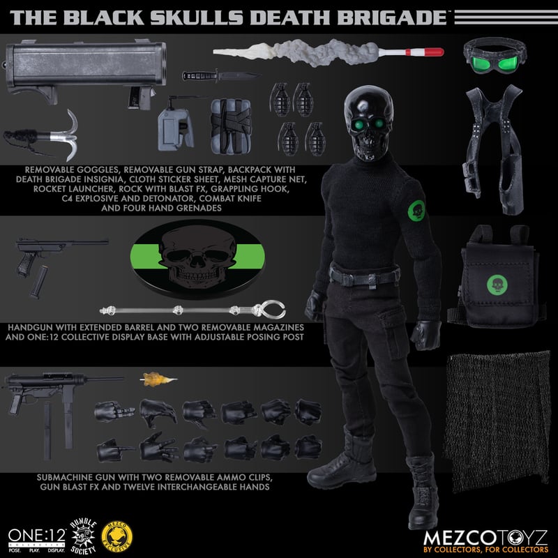 One:12 Collective Black Skulls Death Brigade | Mezco Toyz