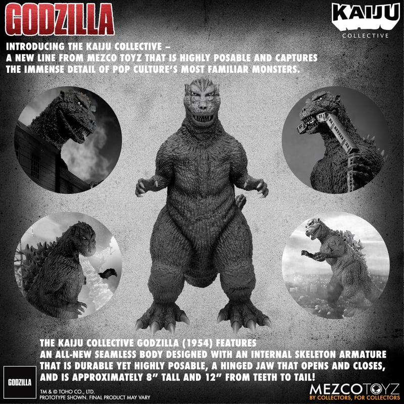 Kaiju Collective Godzilla (1954) - Black & White Edition | Mezco Toyz